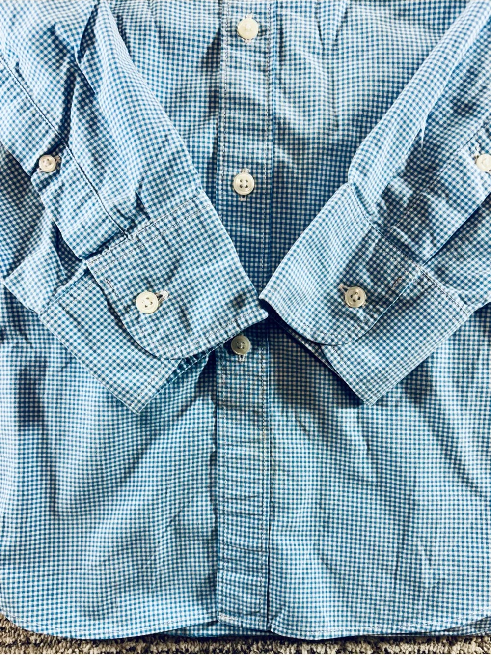 J. Crew Men’s Size Small Blue-White Checkered Slim Fit Button Down Shirt